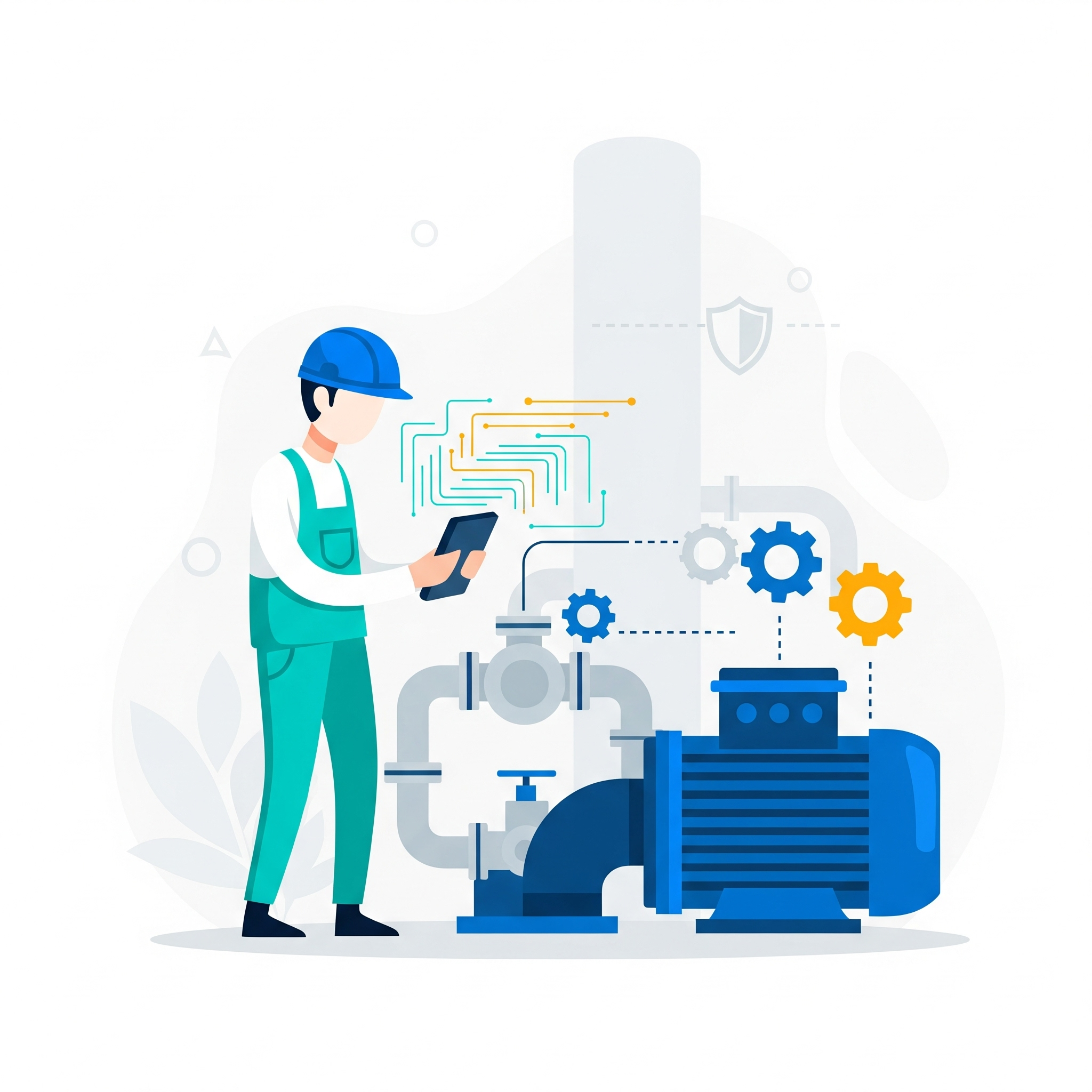 Ilustración de tecnología aplicada al mantenimiento industrial avanzado